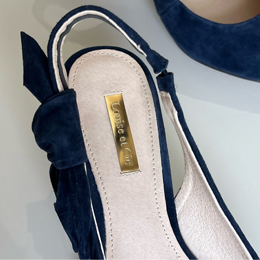 Louise et Cie Navy Suede Slingback Size 8.5 - Picture 6 of 13